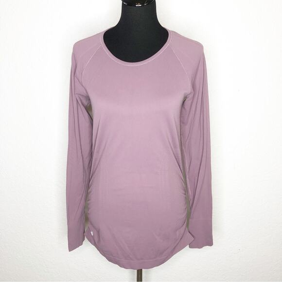 Athleta purple ruched side long sleeve athletic top size Medium - Picture 1 of 14
